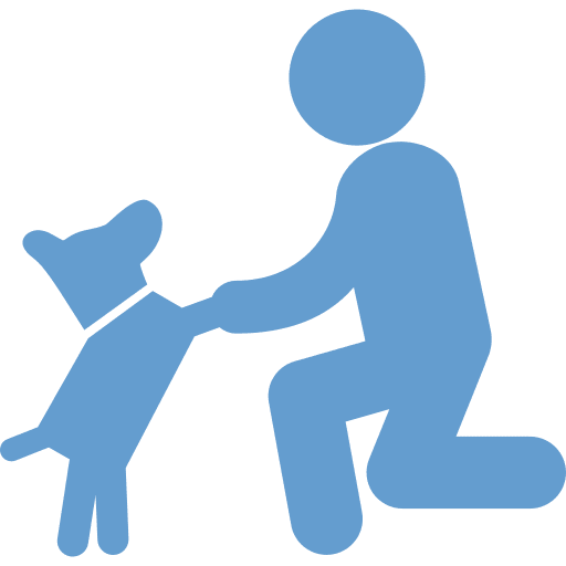 Blue Animation of dog trainer with his dog